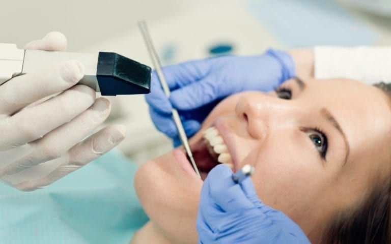Woman receiving tooth care
